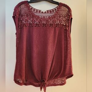 Maroon Crochet Knot Top
